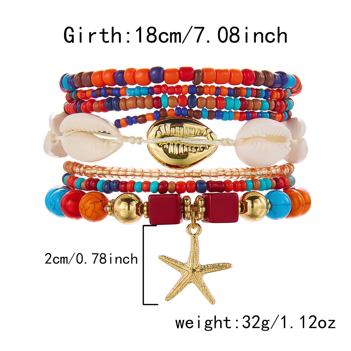 Bohemian Vacation Style Twin Bead Shell Creative Design Bracelets