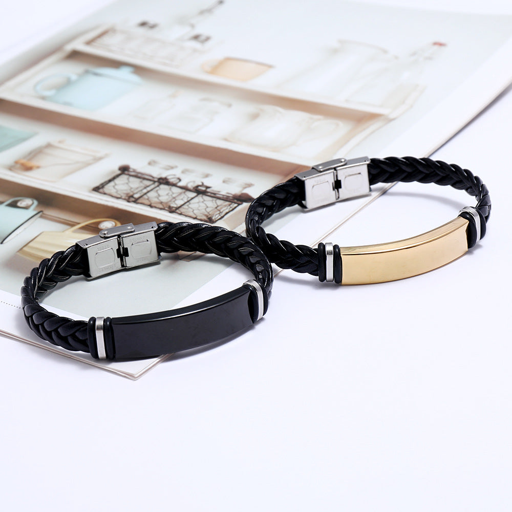 Men's Woven Jewelry Stainless Steel Simple Glossy Bracelets