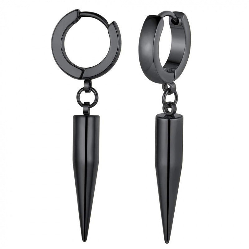 Men's Korean Style Titanium Steel Vintage Round Bullet Stainless Ear Buckle
