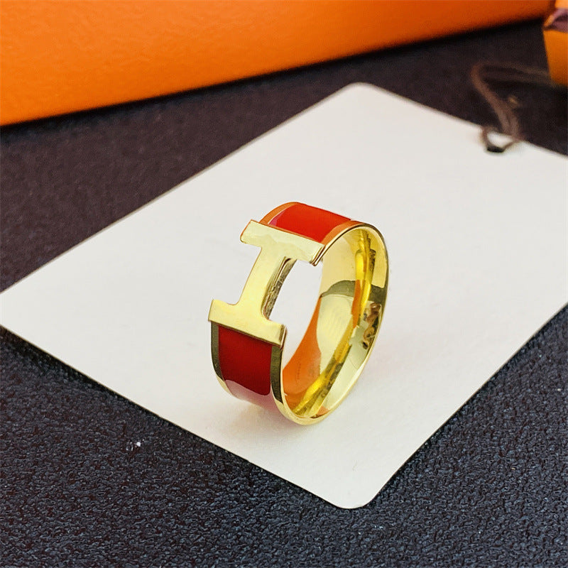 Red Enamel Color Epoxy Letter Opening Rings