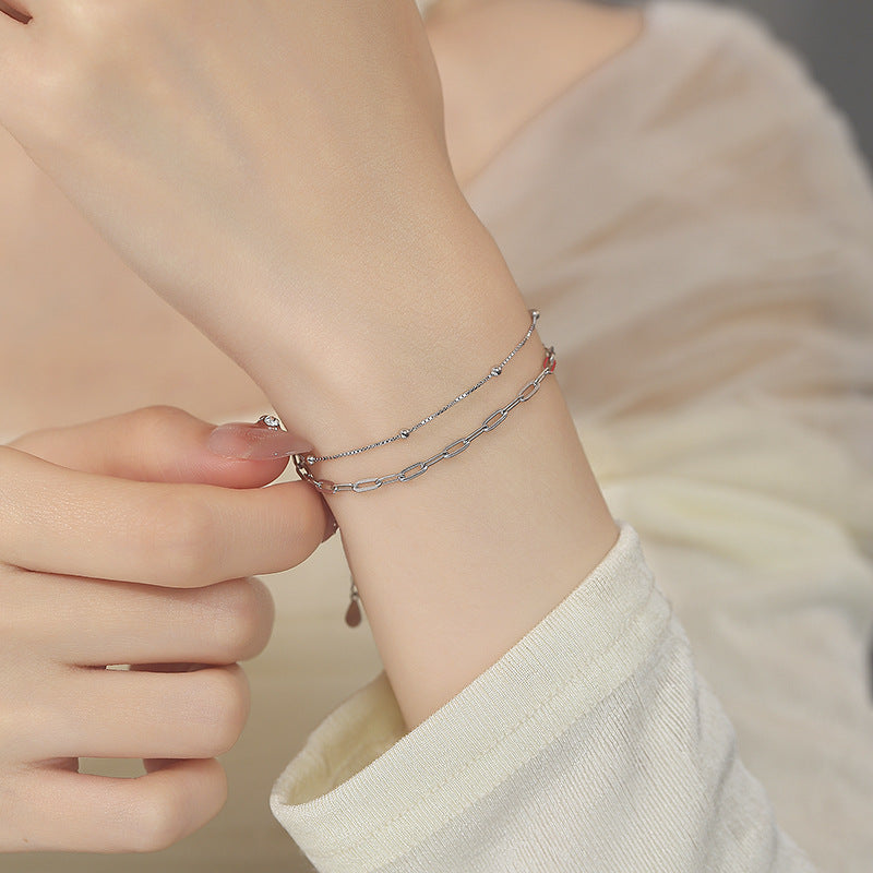 Women's For Sier Design Simple Round Beads Birthday Bracelet