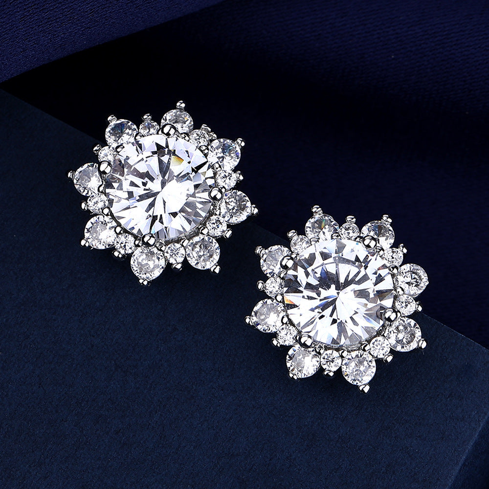 Women's Sunflower 2 Karat Moissanite Fashion Temperament Earrings