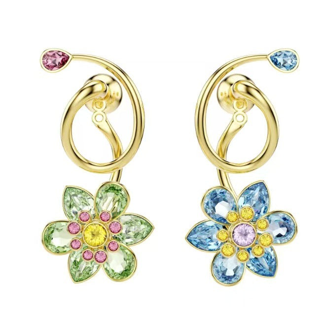 Austrian Crystal Flowers Rich Candy Ear Jewelry Set