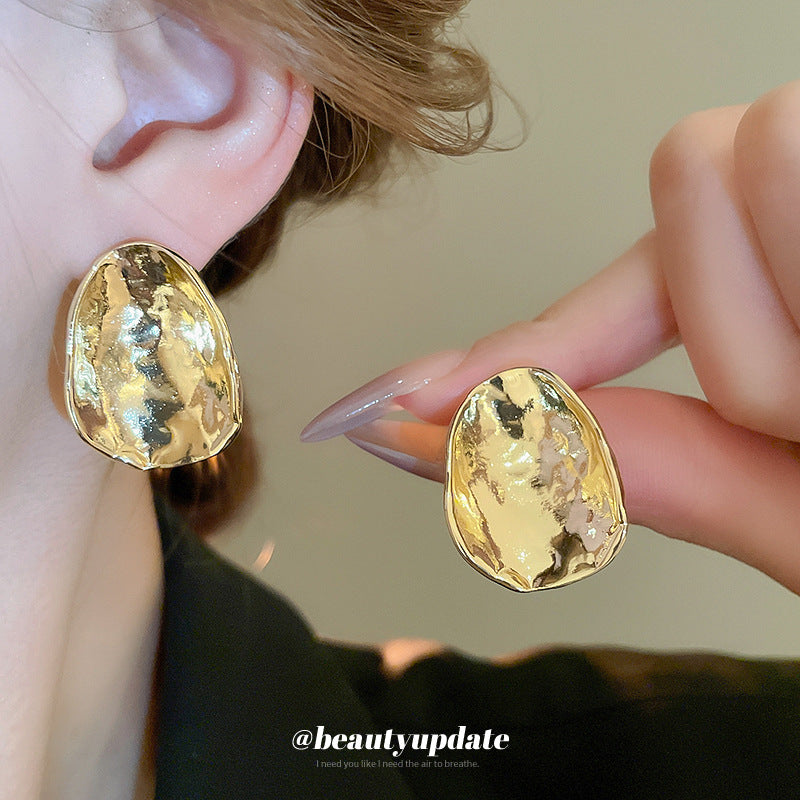 Women's Sier Needle Design Irregular Metal High-grade Minority Fashion Light Luxury Stud Earrings