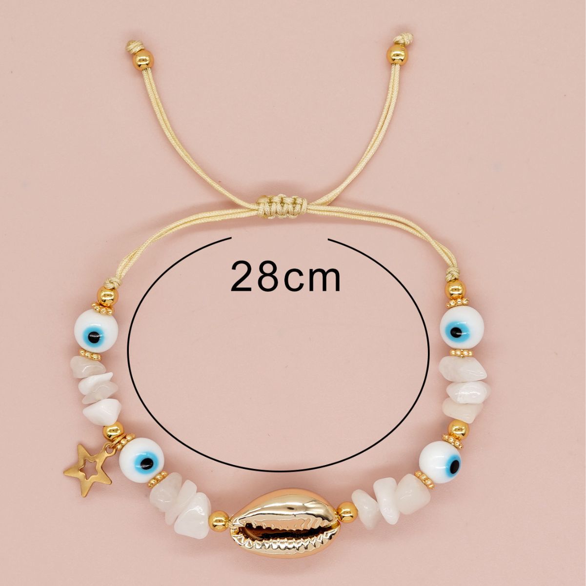 Women's Bohemian Style White Colored Glaze Eyes Bracelets