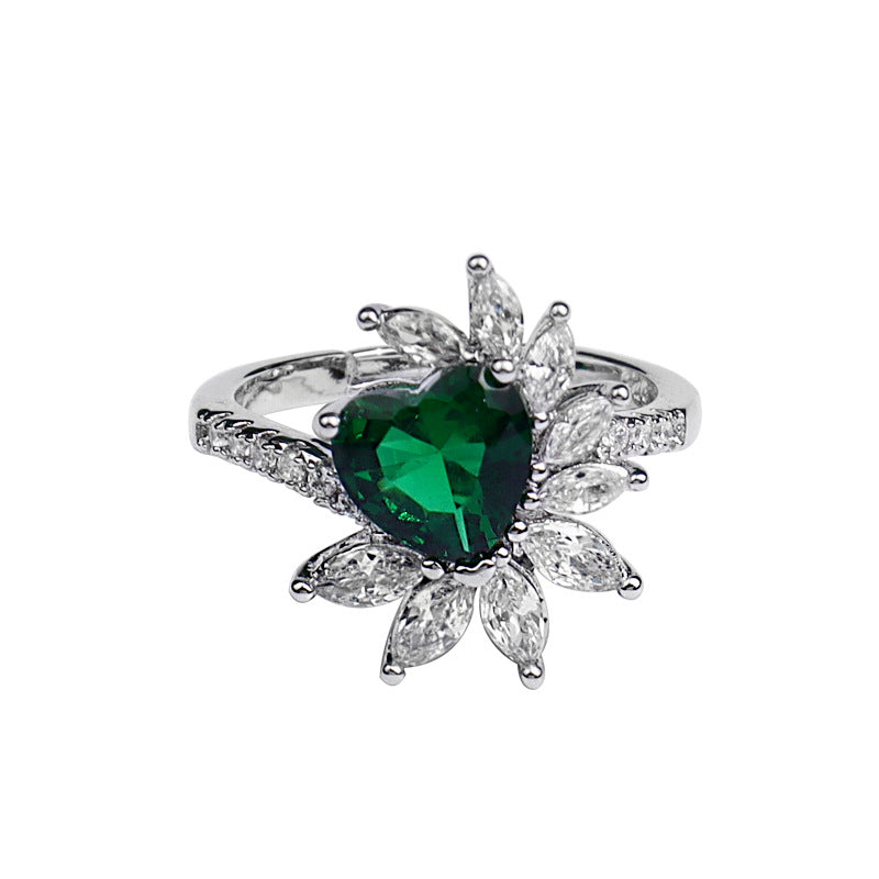 Bagues vert foncé en diamant pour femmes, conception de niche