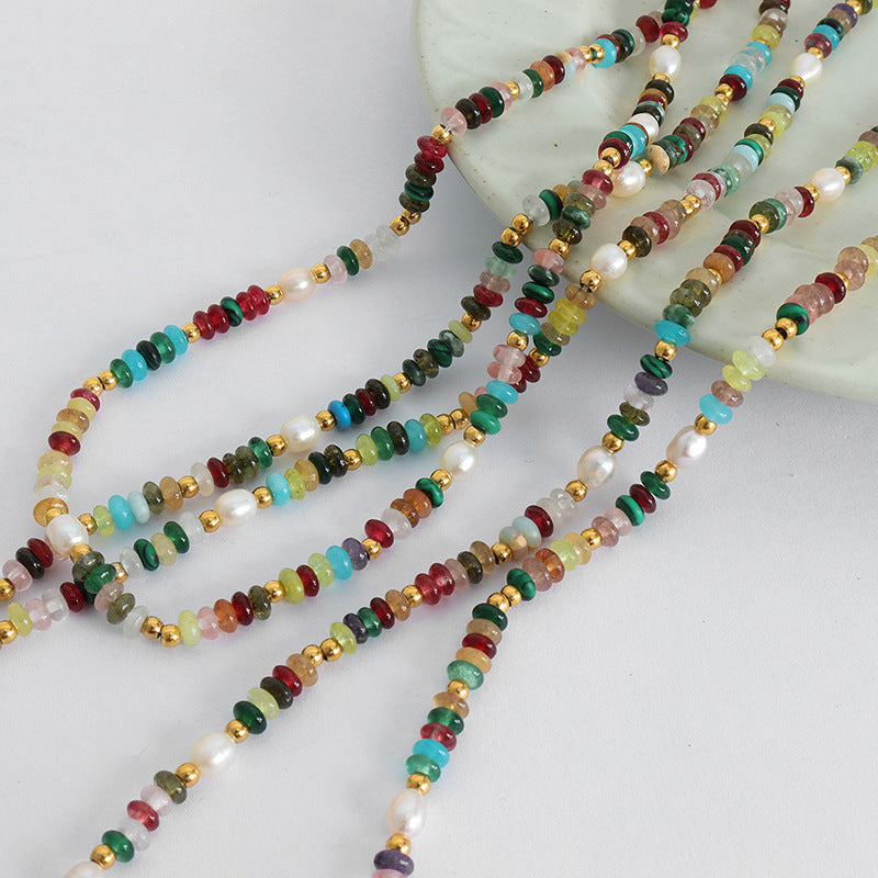 Women's Beaded Natural Stone Freshwater Pearl Personality Queen Jewelry Set