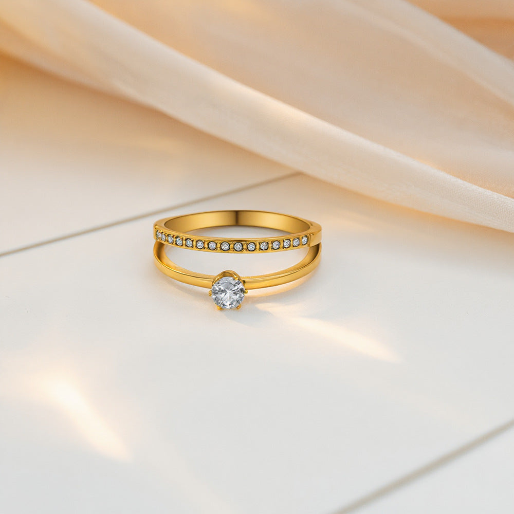 Design Cross Zircon Female High Sense Ring