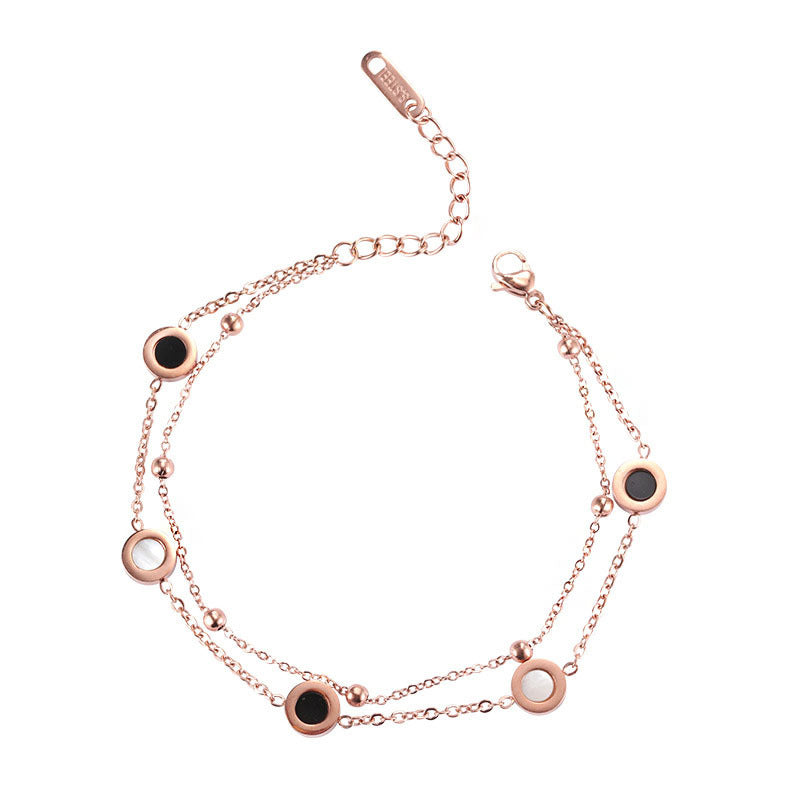 Bracelets doubles en acier, tendance de la mode féminine, or Rose