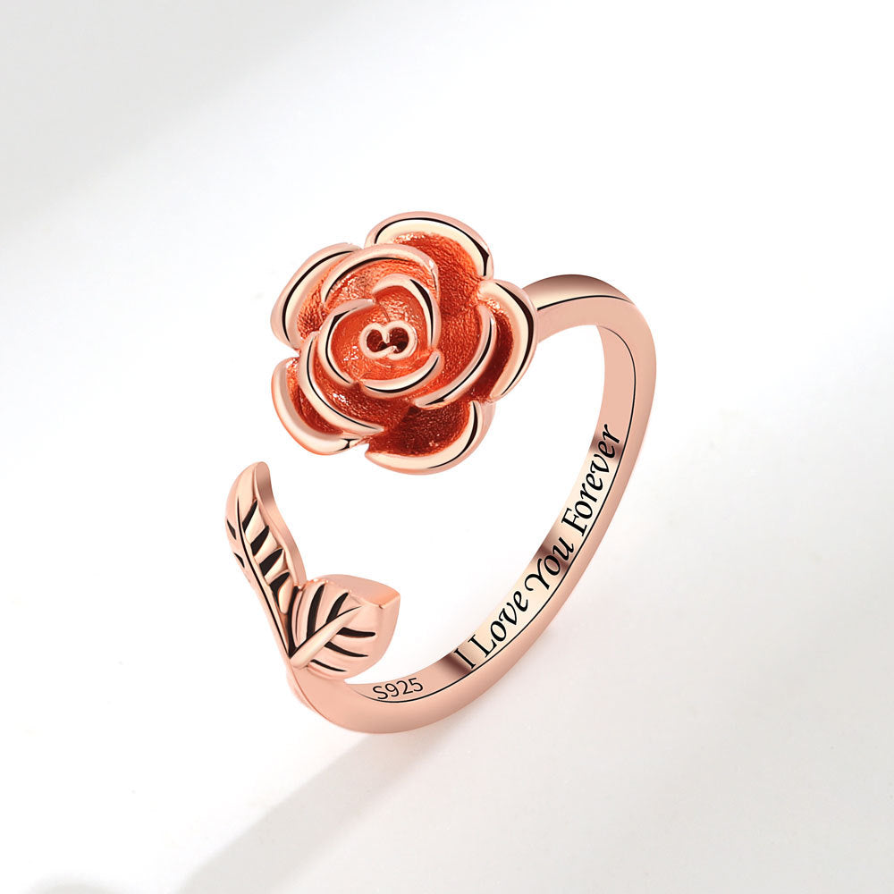 Rotatable Fashion And Trendy Style Flowers Index Finger Valentine's Rings