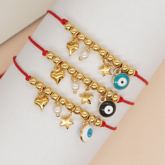 Eyes Five-pointed Star Three-dimensional Peach Heart Bracelets