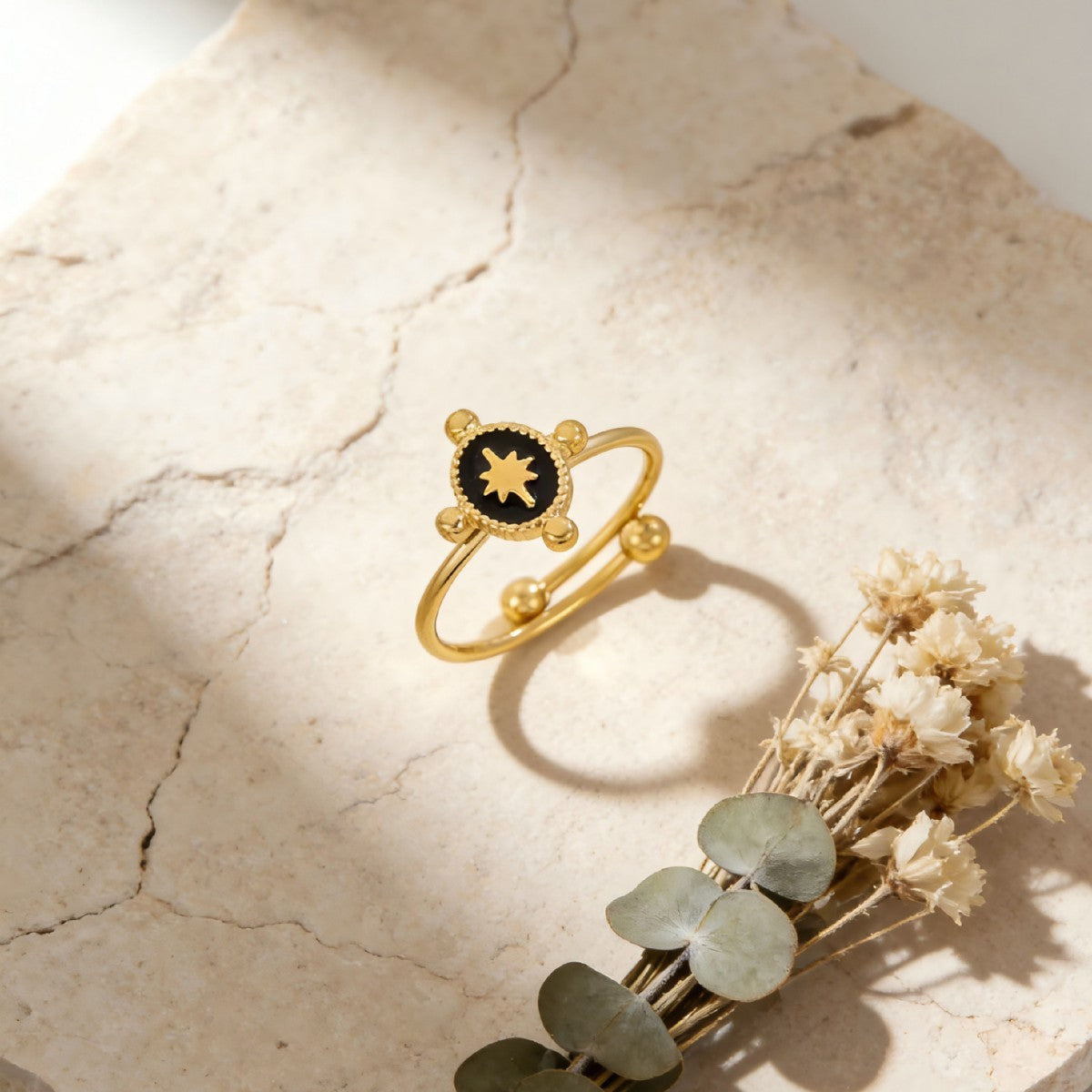 French Retro Asterism Open Light Luxury Minority Ring
