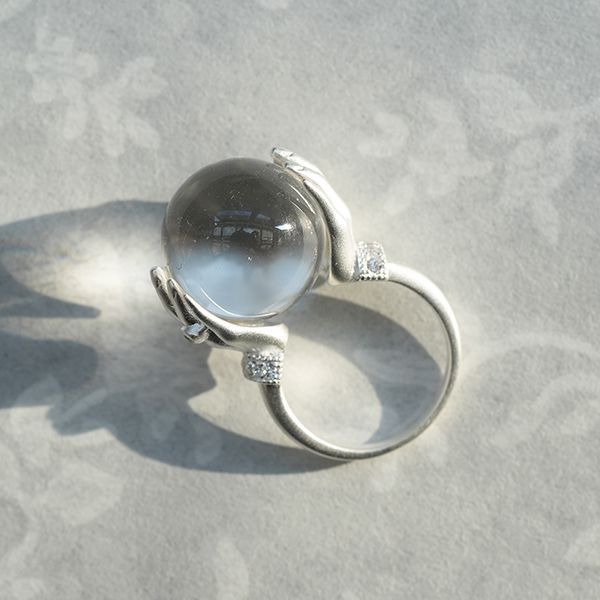 In Your Palm Planet Handmade Crystal Ball Couple Personalized Birthday Ring