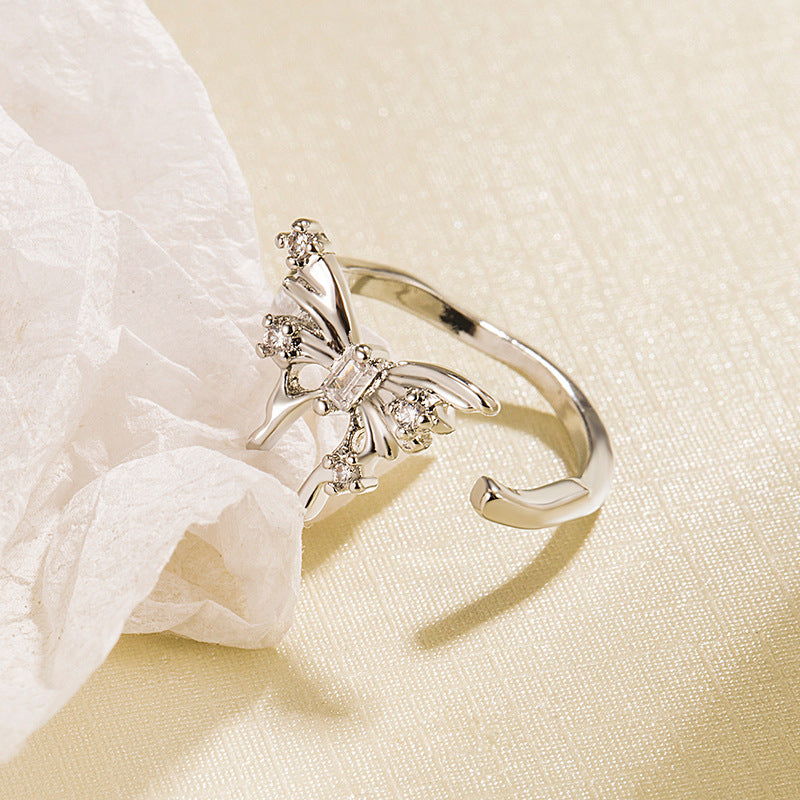 Irregular Three-dimensional Butterfly Opening Female Niche Design Adjustable Rings