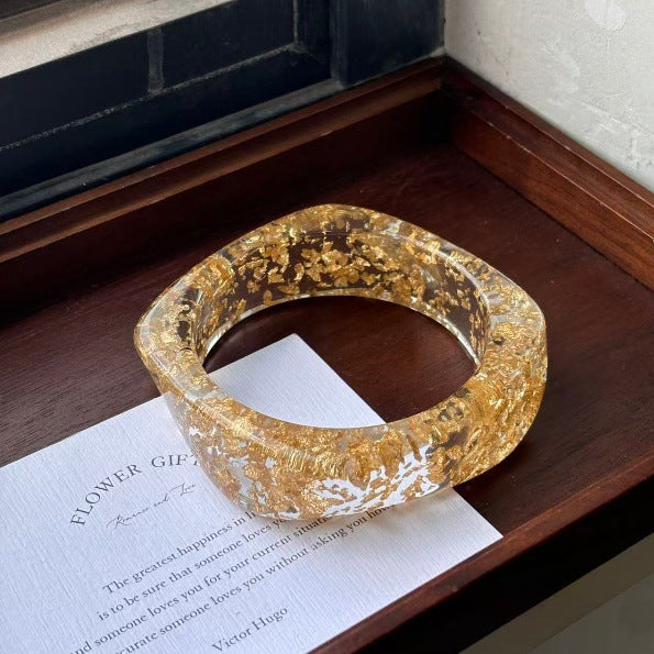 Women's Irregular Blooming Resin Curved Girlfriends Bracelet