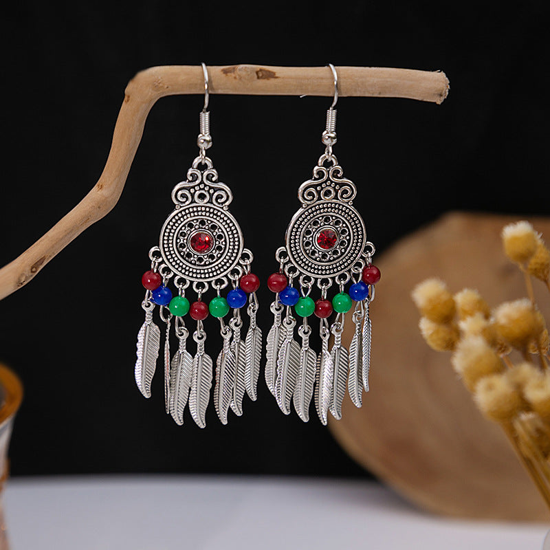 Tassel Turquoise Retro Minority Ethnic Style Earrings