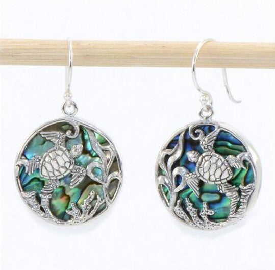 Inlaid Sea Blue Topaz Female Creative Rotational Water Drop Earrings