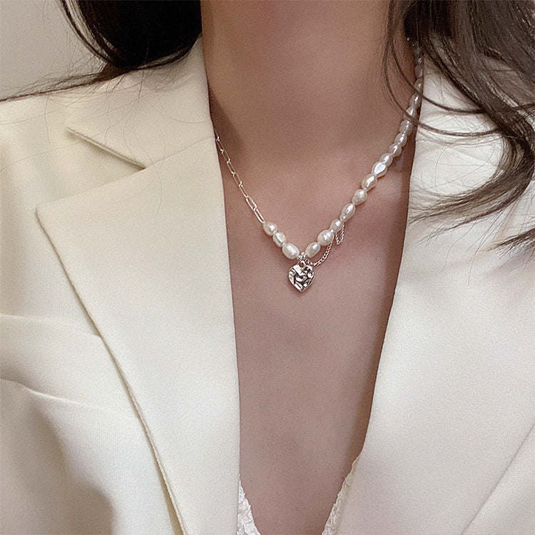 Cold Style Freshwater Pearl Irregular Metal Necklaces