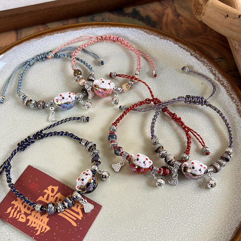 Niche Design Lucky Cat Bell Female Bracelets