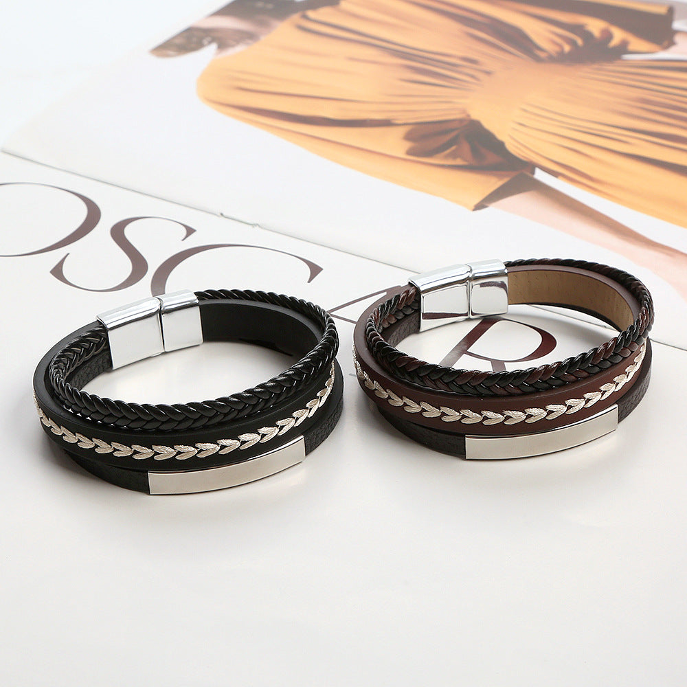 Bracelets de mode de bijoux d'ornement de style simple tissés à la main pour hommes