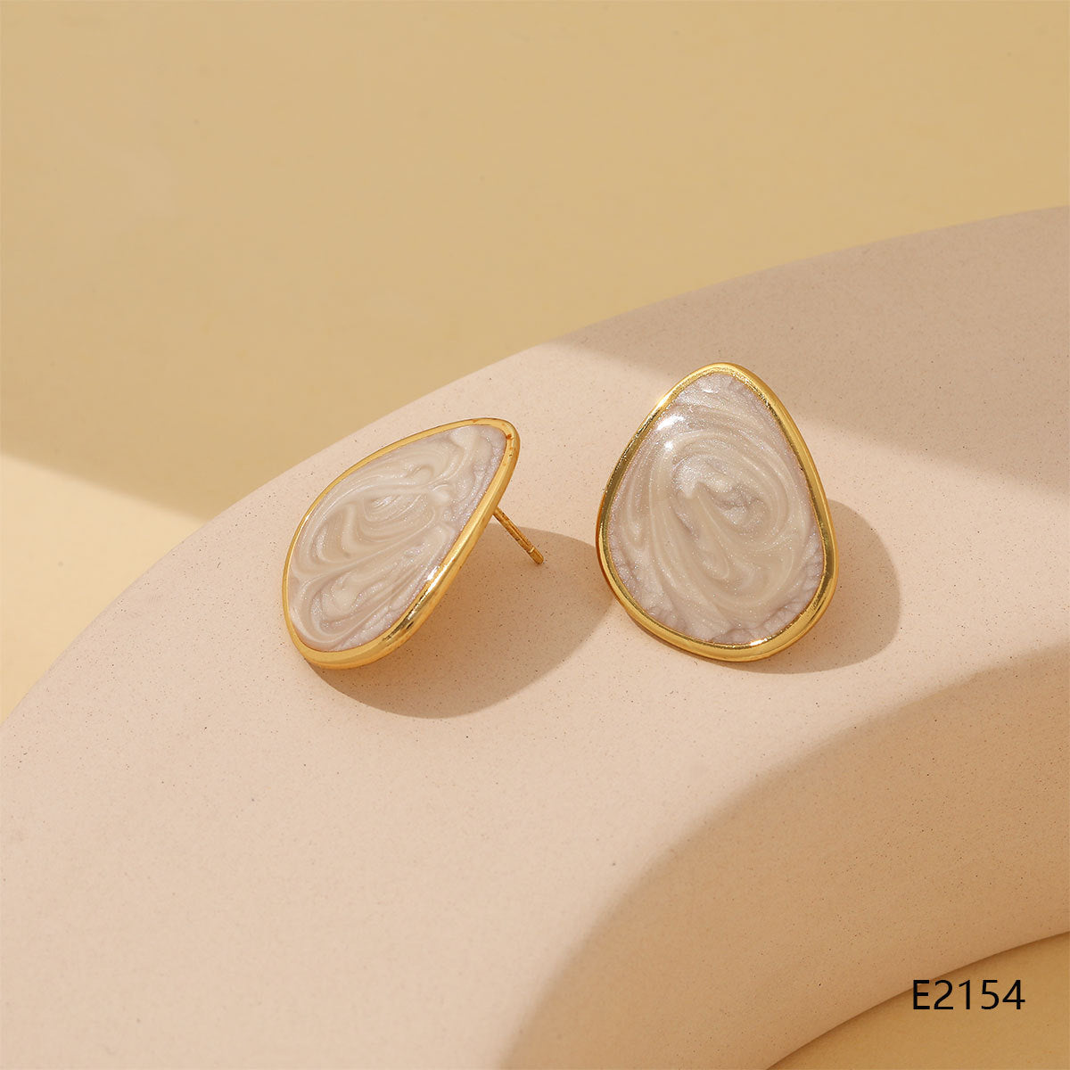 Colorful Geometric Water Drop Light Luxury Design Stud Earrings