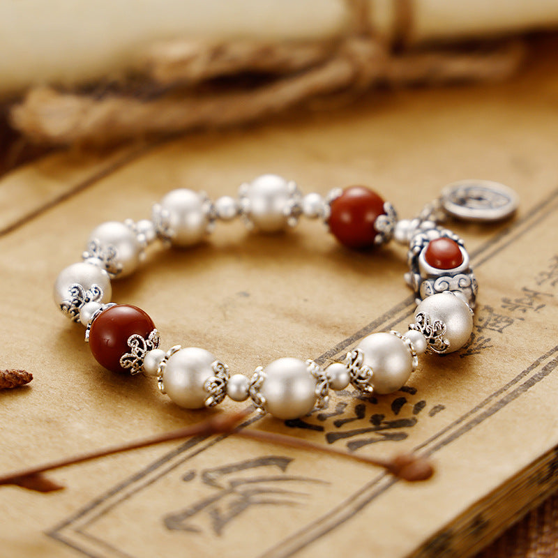 Women's Round Beads Southern Red Agate Hand Bracelets