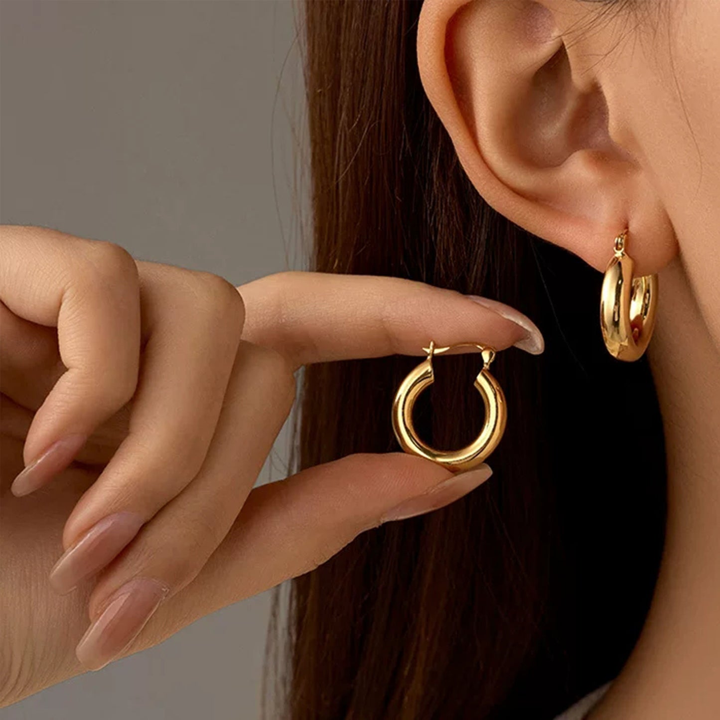 Solid Metallic Texture Simple Clip Circle Earrings