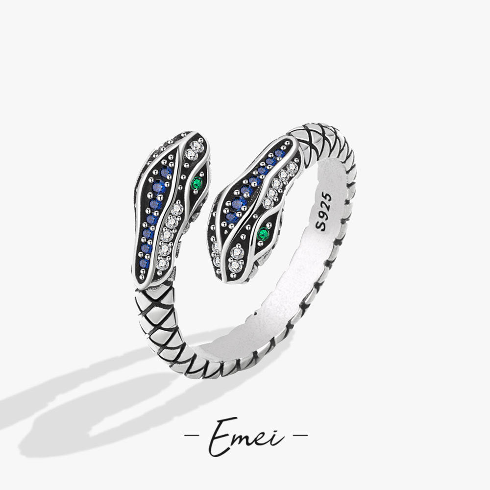 Retro Female Opening Adjustable Double-headed Snake Rings