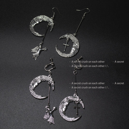 Punk Trendy Vintage Moon Angel Cross Ear Clip