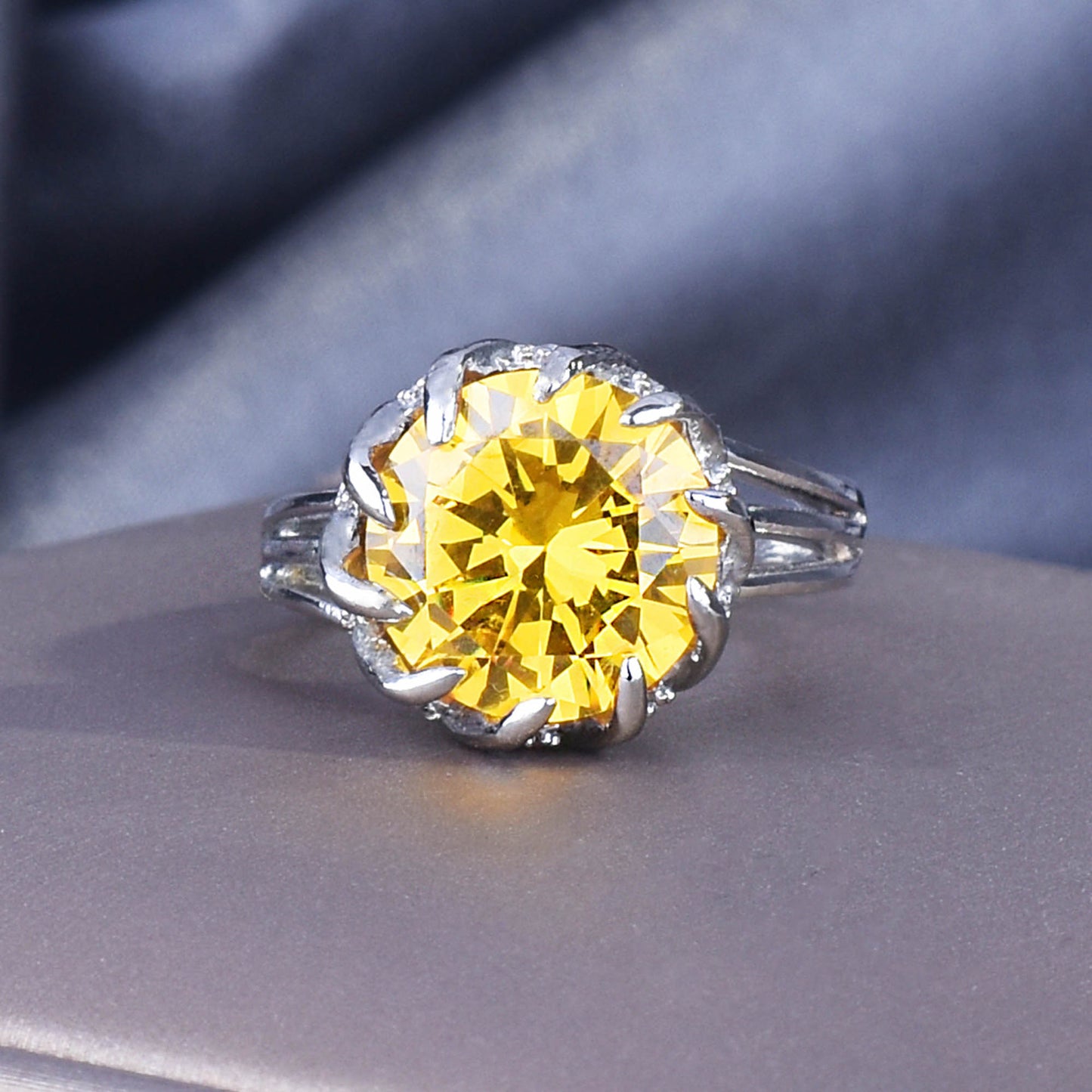 Full Diamond Lotus Carat Bright Yellow Colored Jewelry Set