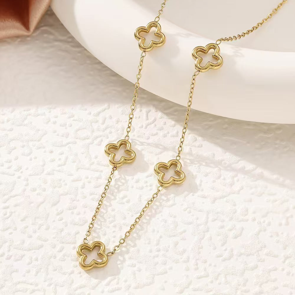 Stainless Steel Hollow Clover Four-leaf Ear Fashionable All Bracelets
