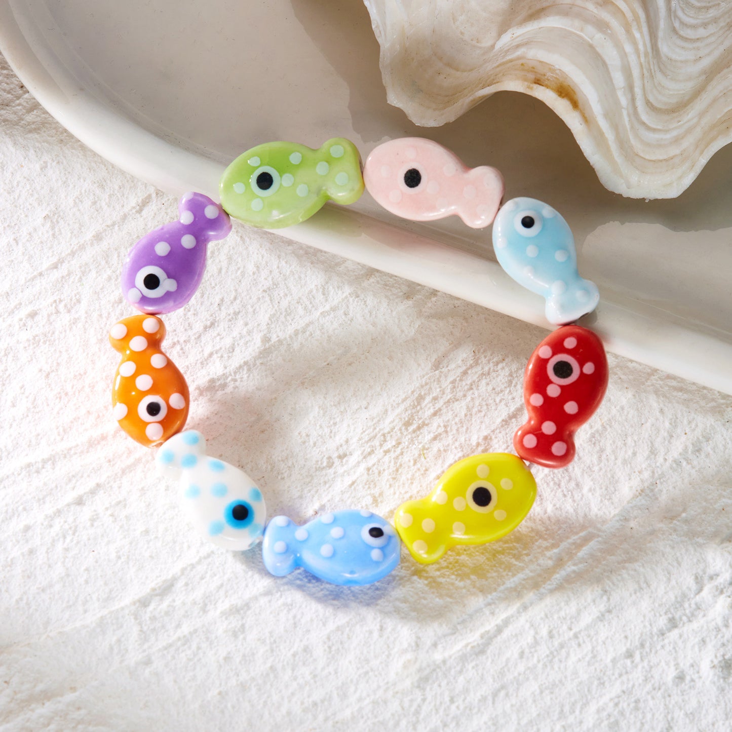 Women's Ceramic Small Fish Beaded Color Matching Cute Bracelets