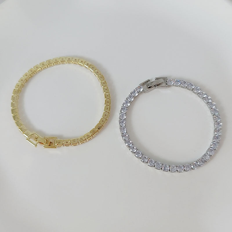 Mode Einfaches Design Einreihige Volle Strass Zirkon Weibliche Armbänder