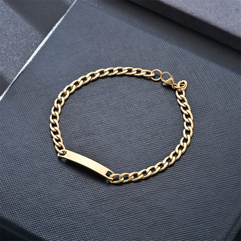 Women's & Men's Stainless Steel One-to-one Couple Curved Fashion Cuban Bracelet