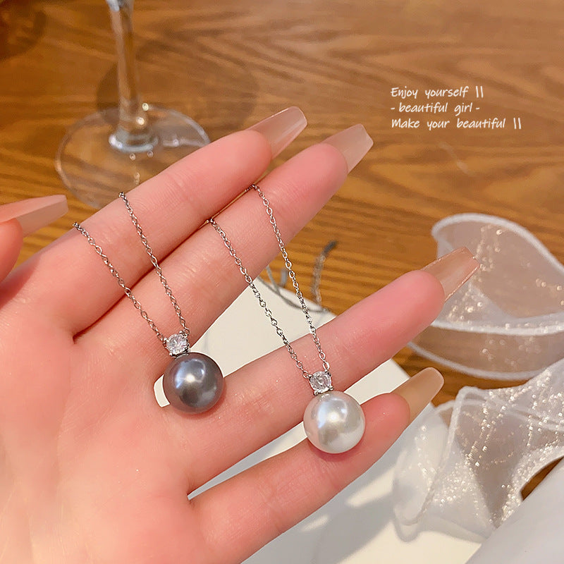 Women's Pearl For Light Luxury Minority Simple Cold Style Zircon Clavicle Necklaces