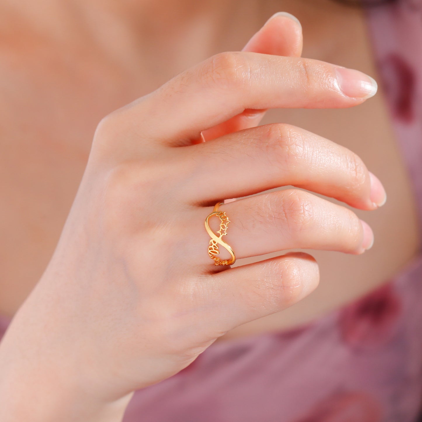 Women's Stainless Steel Gold Love Star Eternal Power Ring