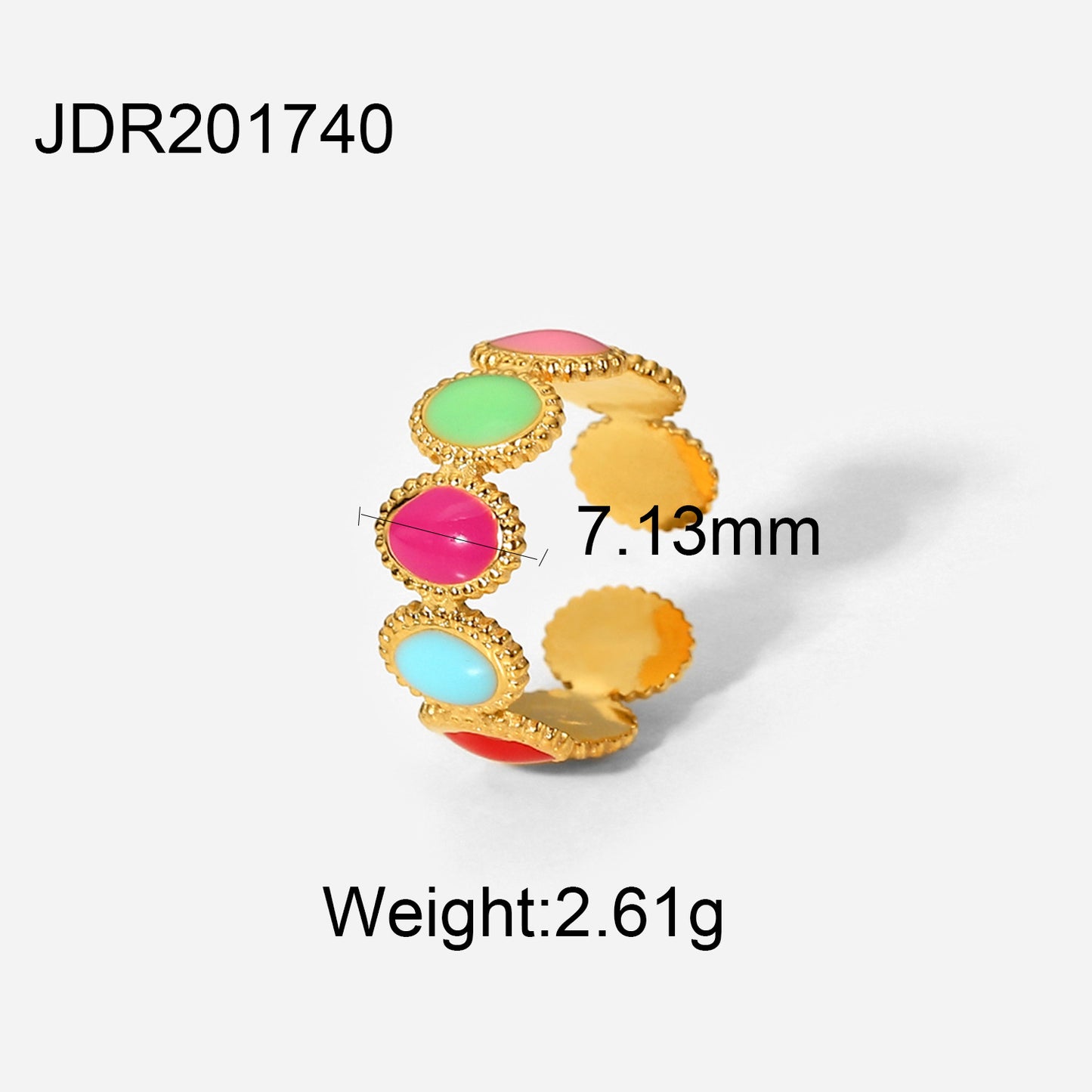 Women's Gold-plated Stainless Steel Fashion Geometric Colorful Rings