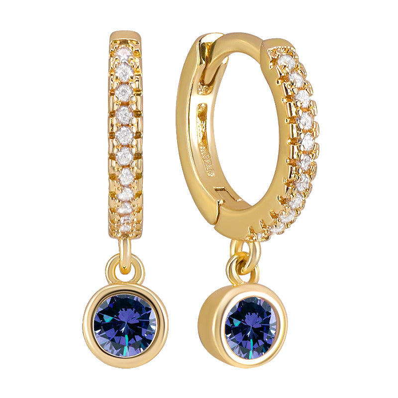 Colorful Round Zircon Female Personality Creative Geometric Fashion Ear Clip Rings