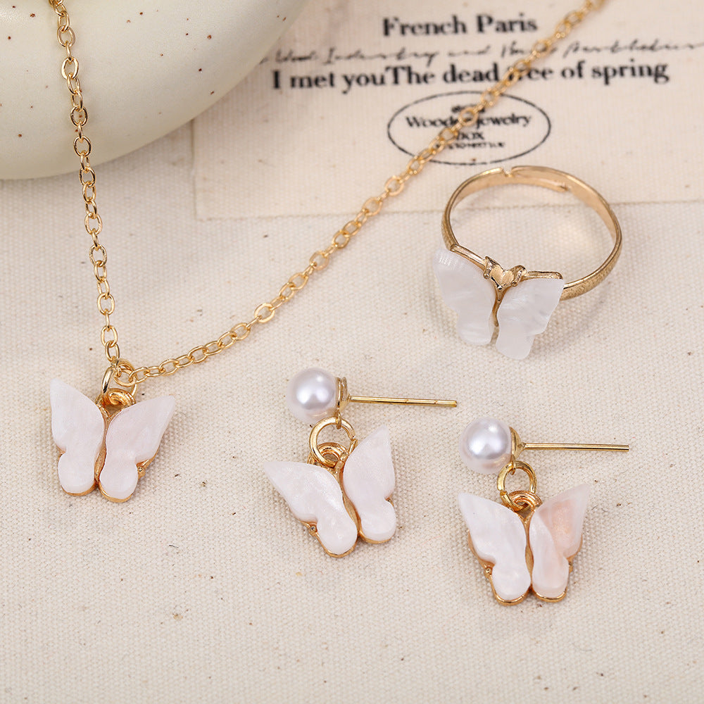 Fashion Temperament Personalized Ear Multicolor Butterfly Jewelry Set