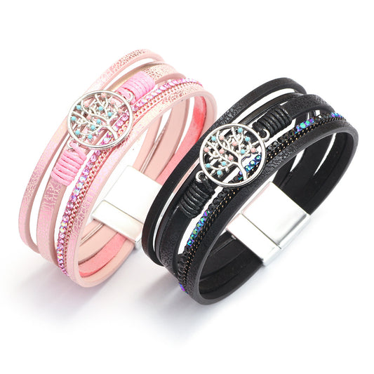 Women's Rhinestone Lucky Tree Personality Hand Jewelry Bracelets