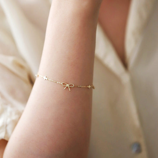 Sier Gold-plated Twist Bow Female Clover Bracelet