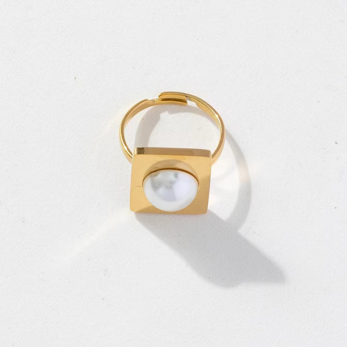 Geometric Square Pearl Titanium Steel No Jewelry Set