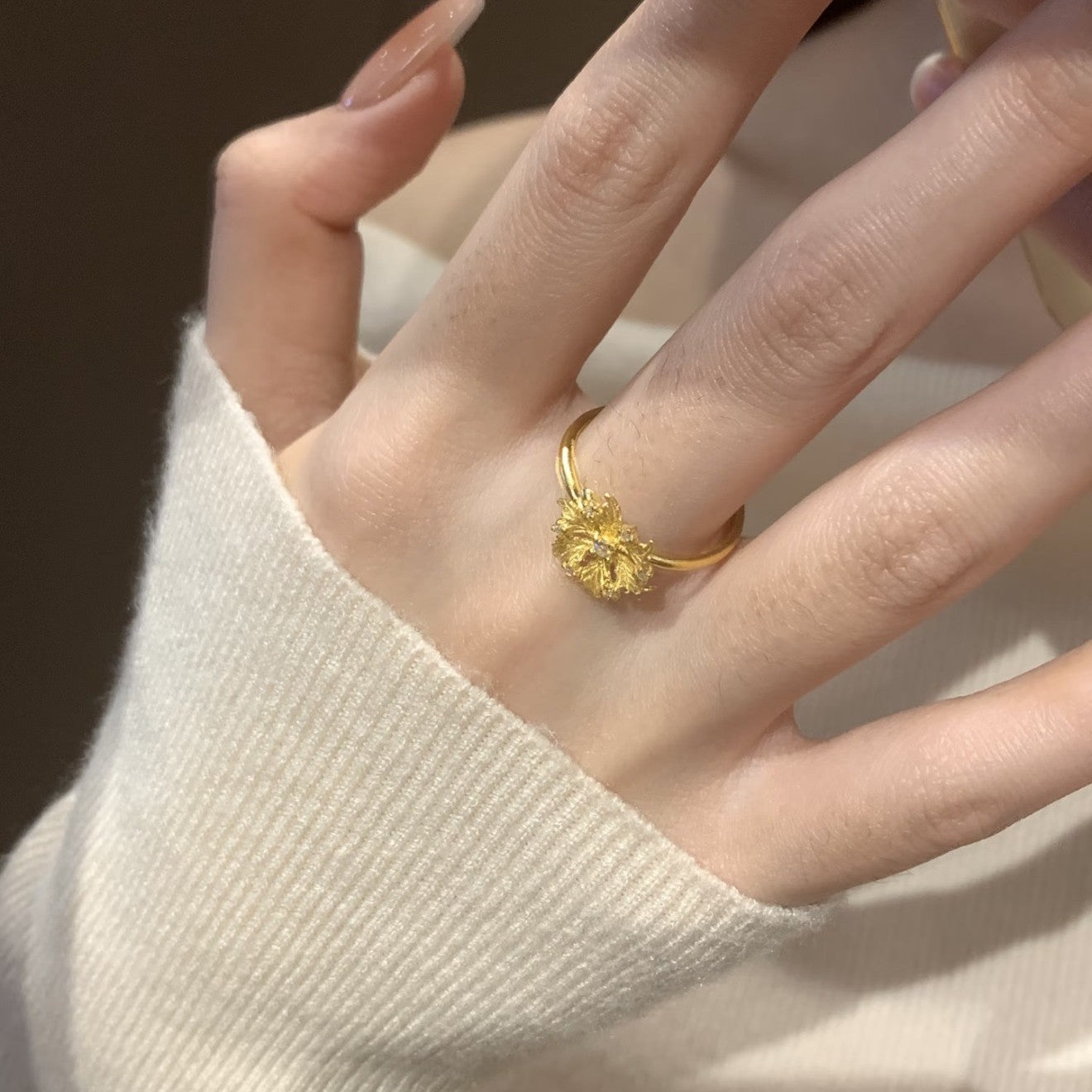 Flower Female Opening Adjustable Temperament Entry Ring