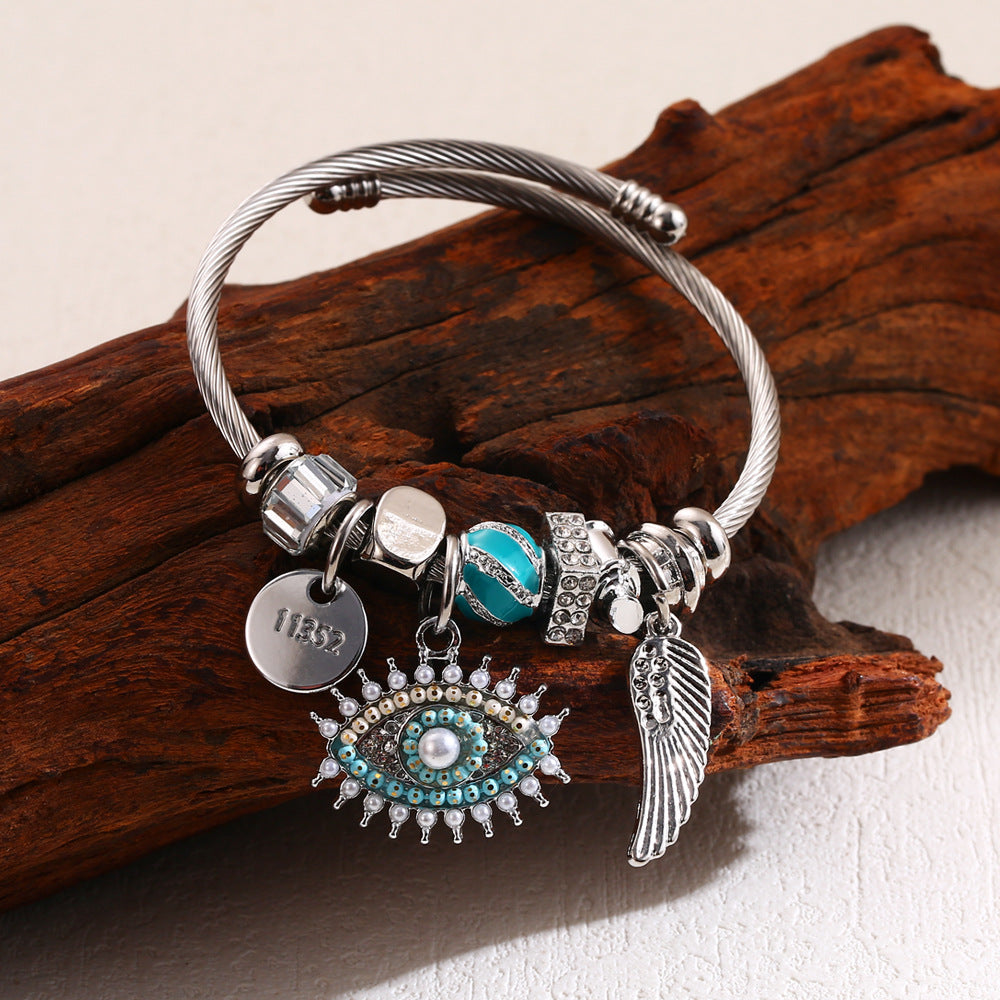 Angel Wings Eye Accessories Stainless Steel Bracelets