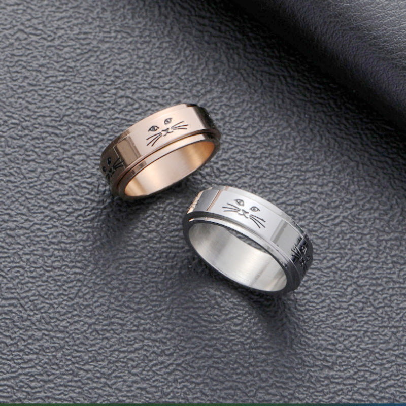 Style Cat Rotating Titanium Steel Male Fashion Rings