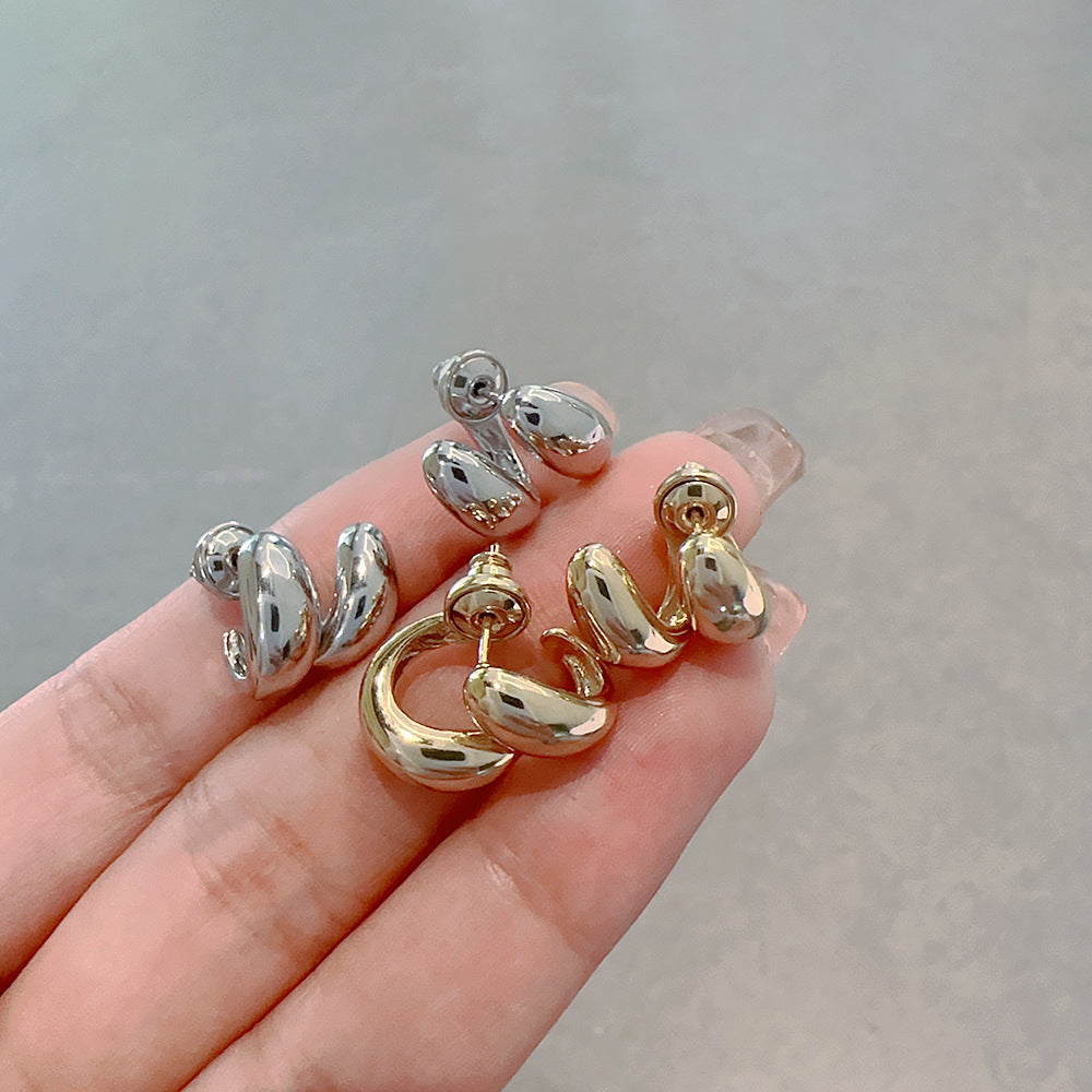 Needle Female Metallic Double Sides Ear Personalized Cold Earrings