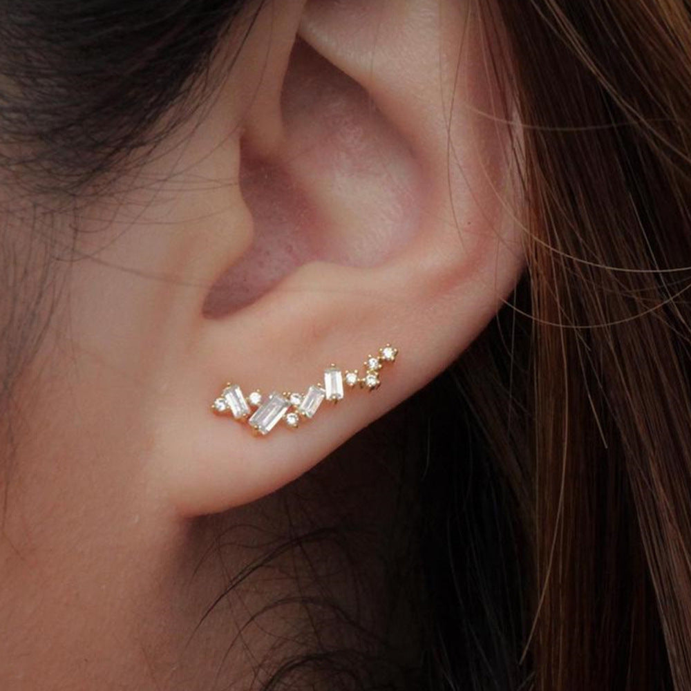 Women's Zircon Super Flash For Temperament Wild Simple Earrings