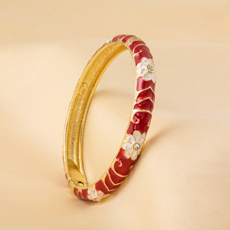 Cloisonne Enamel Fine Floral Vintage Drop Bracelet