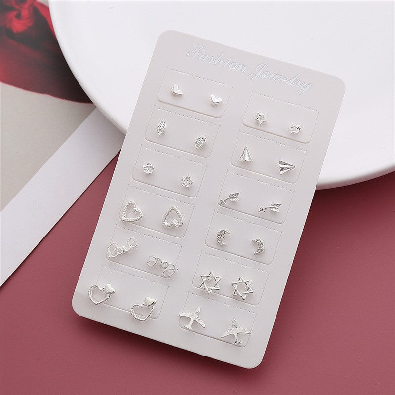 Women's Korean Style Personalized Small Love Snowflake Stud Earrings