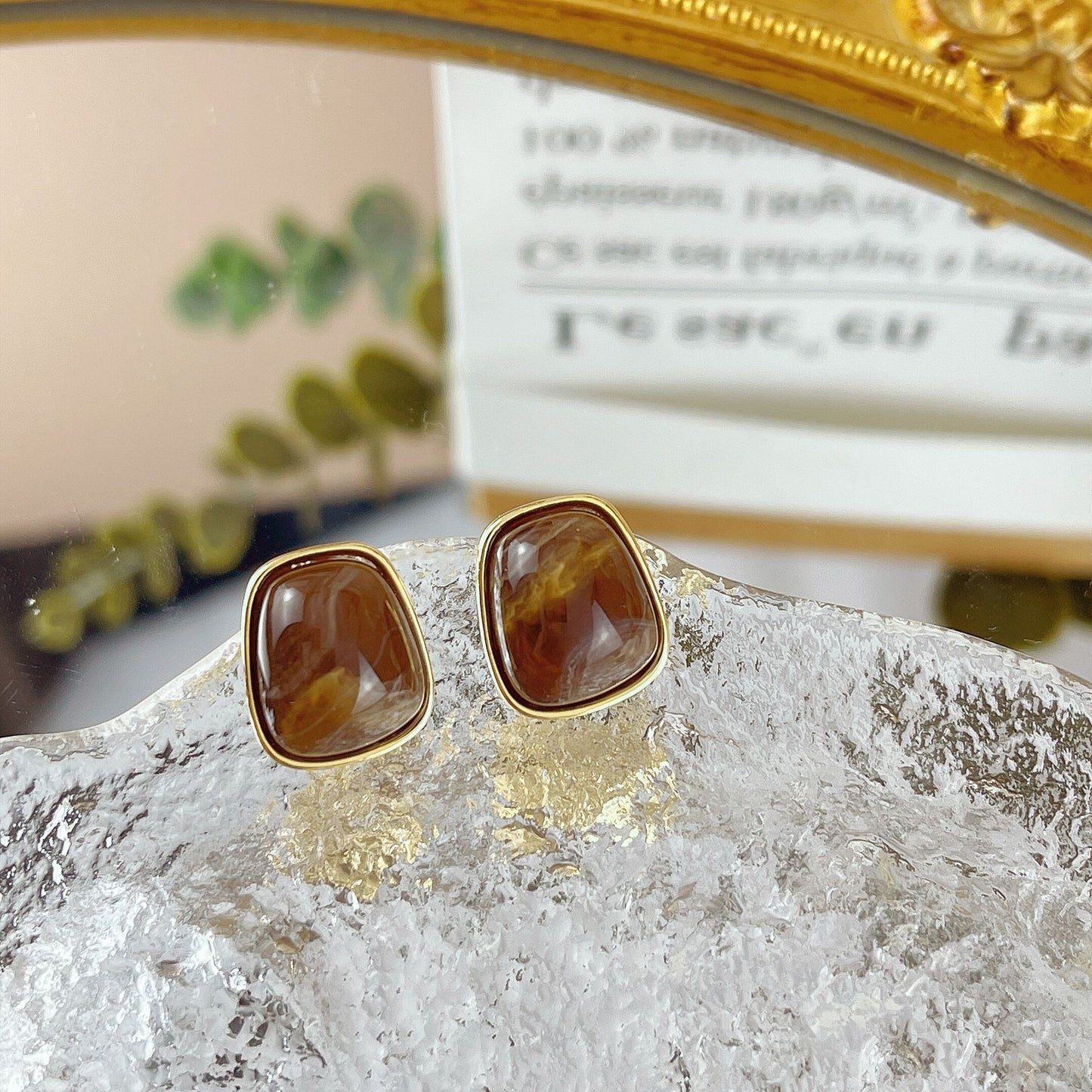 Simplicity Square Resin Dark Coffee Sweet Elegance Earrings